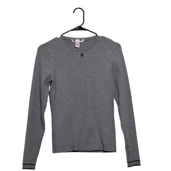 Victoria's Secret Sweaters - Victoria's Secret Luxe Cable-Knit Crewneck Pullover Sweater Grey Women's Size L